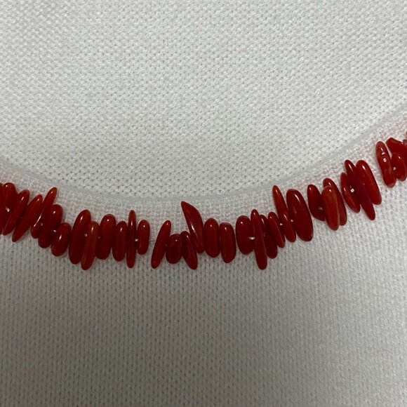 REAL CLOTHES Saks Fifth Ave White Pima Cotton Beaded Trim Top 90s Y2K S - Picture 7 of 15